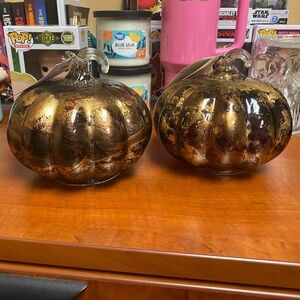 2 Glass decor pumpkins